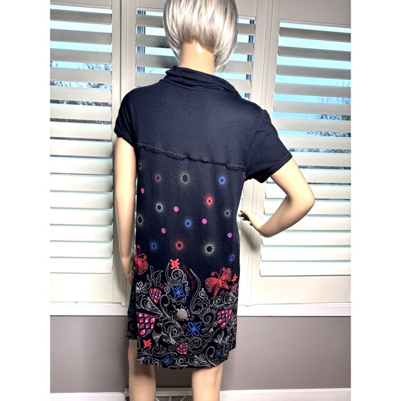 CIRQUE DU SOLEIL dress Black Red Button Multicolor Circus Artsy Dress LG XL - Picture 2 of 11